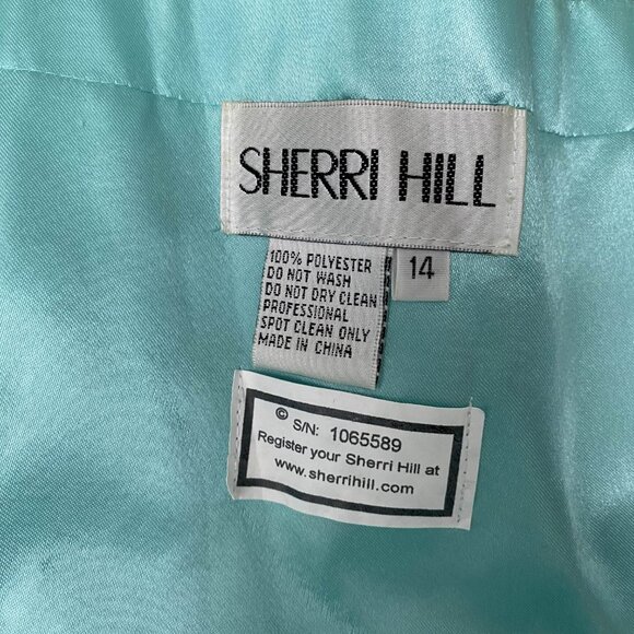 Sherri Hill Prom Grad or Party mini dress in turquoise - Picture 5 of 6